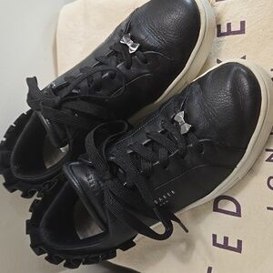 Ted Baker Womens Black Sneakers with back Ruffle and Bow Accents Size Us 7